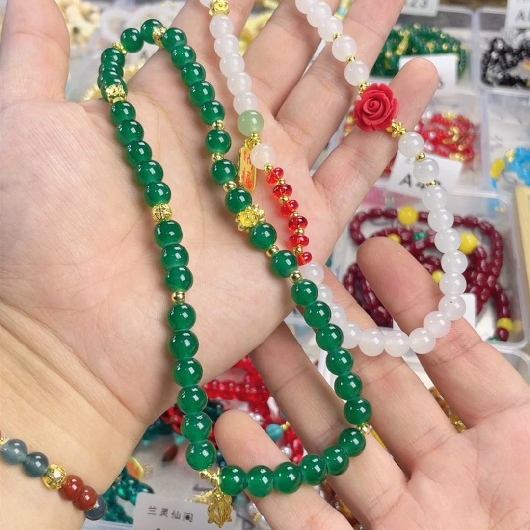 玉髓手饰银S925镀金镶嵌