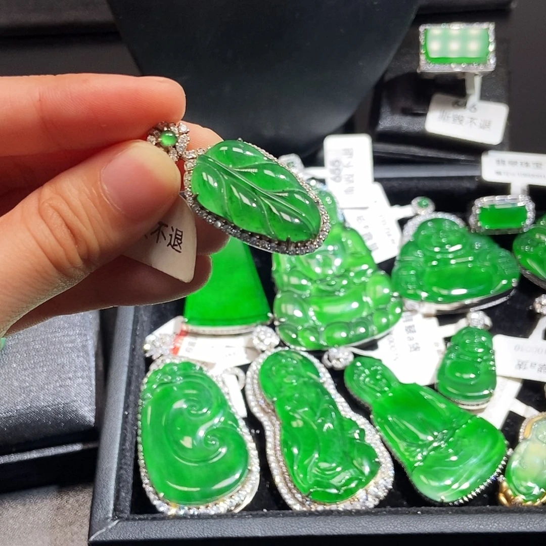 翡翠银S925镶嵌吊坠(不含链)