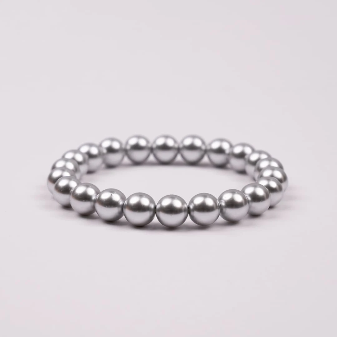 非金属仿珍珠手链 8-9mm高级灰经典百搭弹力绳手链