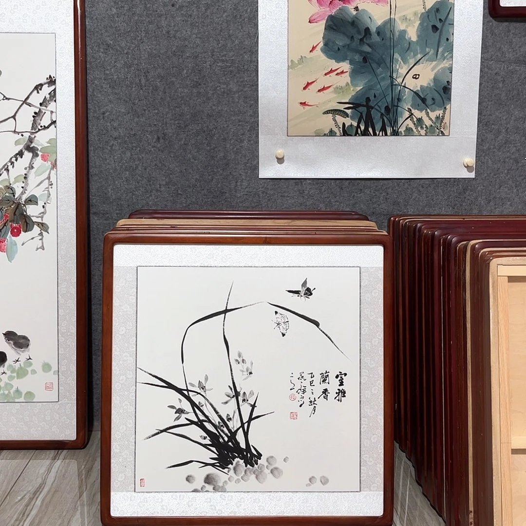 国画书画作品带框63×63