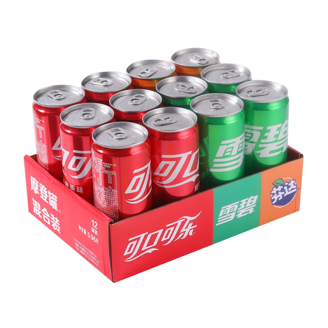 COCA COLA/可口可乐 摩登罐混合装 聚餐分享 休闲野餐 330mL*12 碳酸饮料 可乐 沃尔玛小时达 同城配送