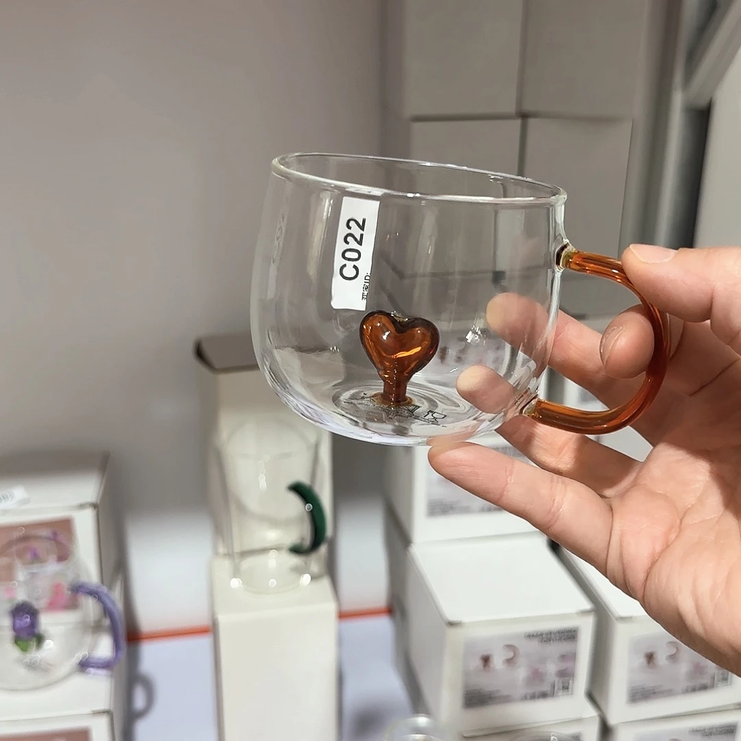 22号琥珀爱心高硼硅单杯