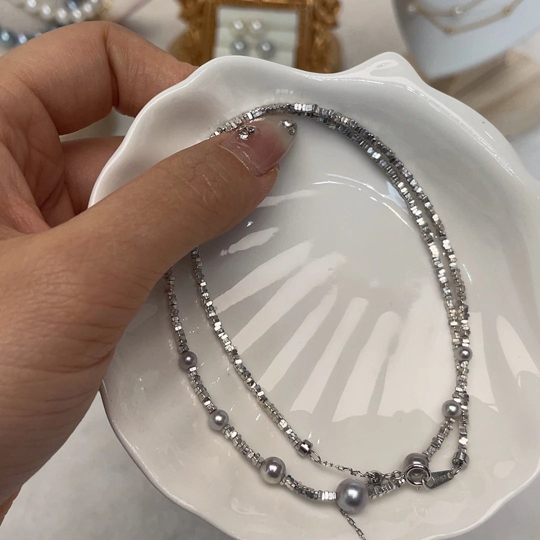 海水珍珠银S925镶嵌项链