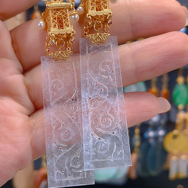 江***张翡翠未镶嵌耳饰翡翠