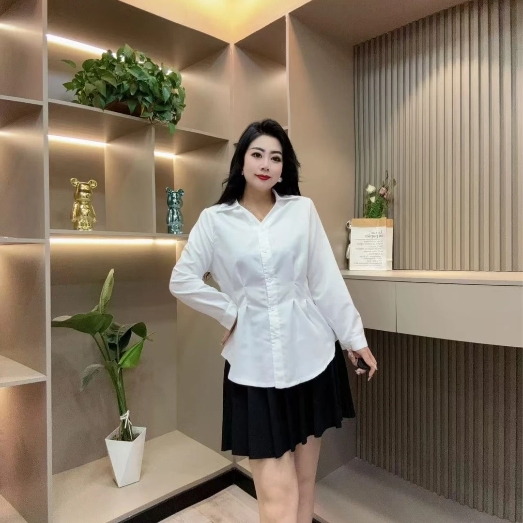 春季时尚衬衫-鸿 9669时尚显瘦收腰潮流休闲百搭胖MM大码女装新款