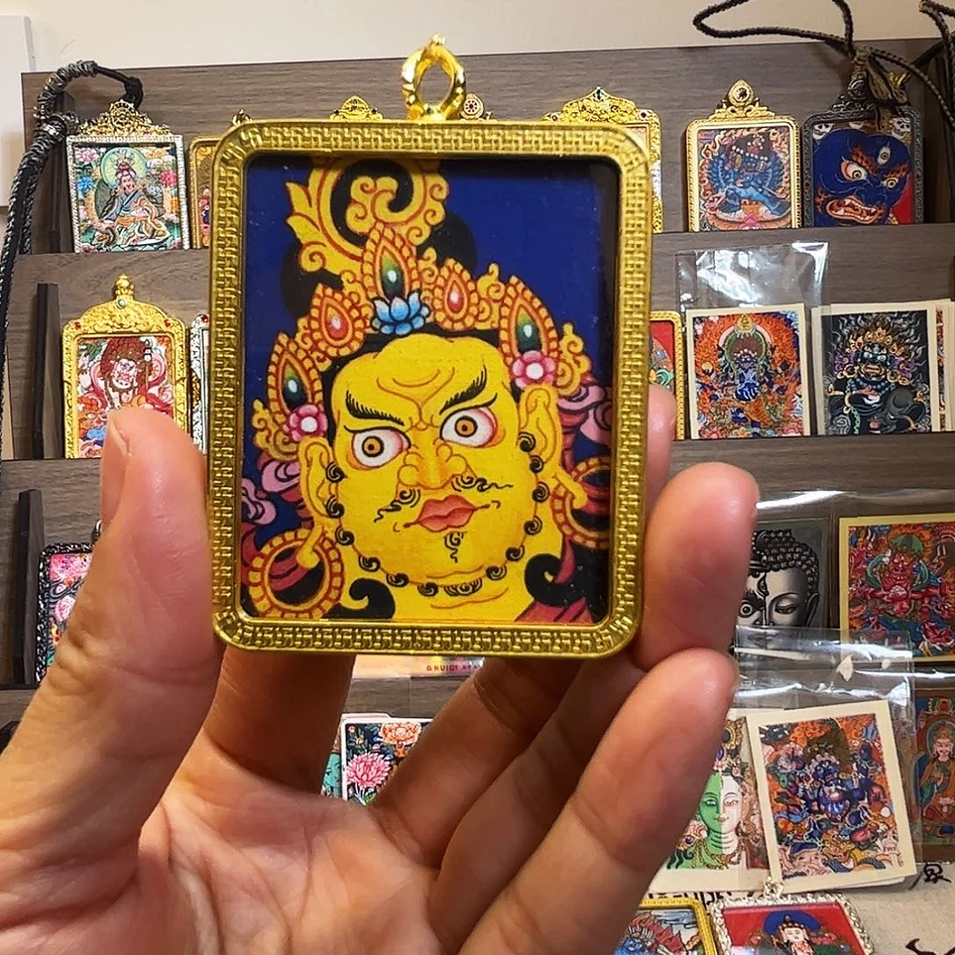 吊坠黄c面首纯手绘带外壳