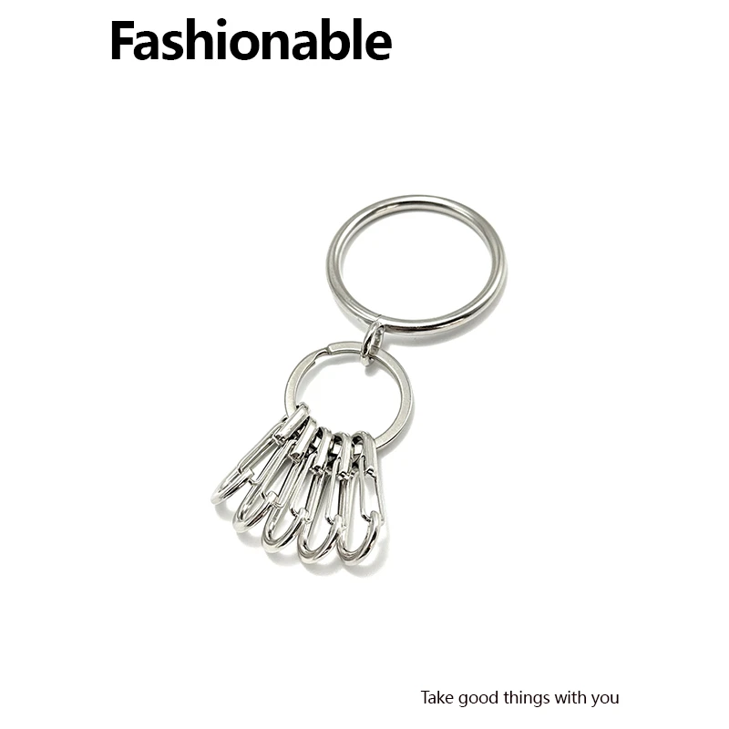 小众设计个性钥匙扣圈环挂件多扣快挂金属拎环圈锁匙扣弹簧扣挂钩