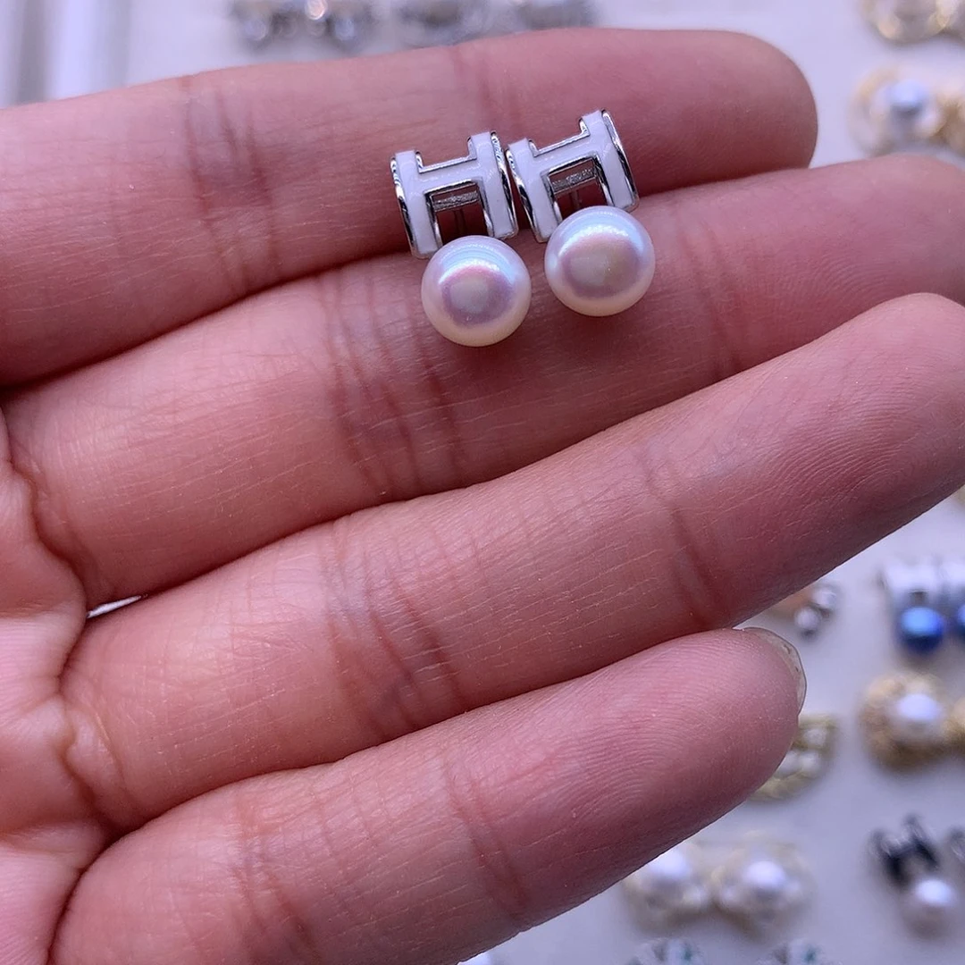 淡水珍珠耳饰合金