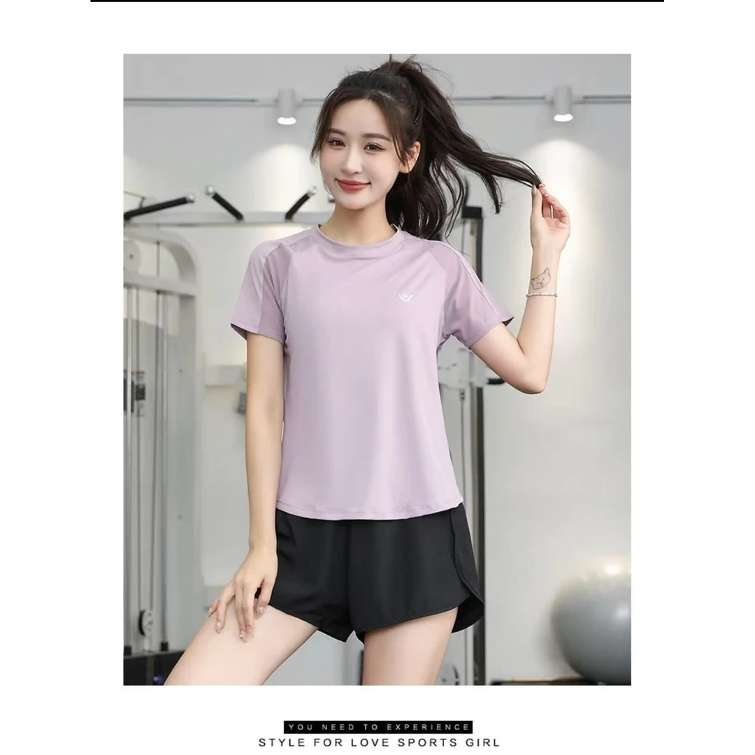 速干弹力宽松短袖运动上衣女款夏季套装时尚爆款高级洋气透气吸汗
