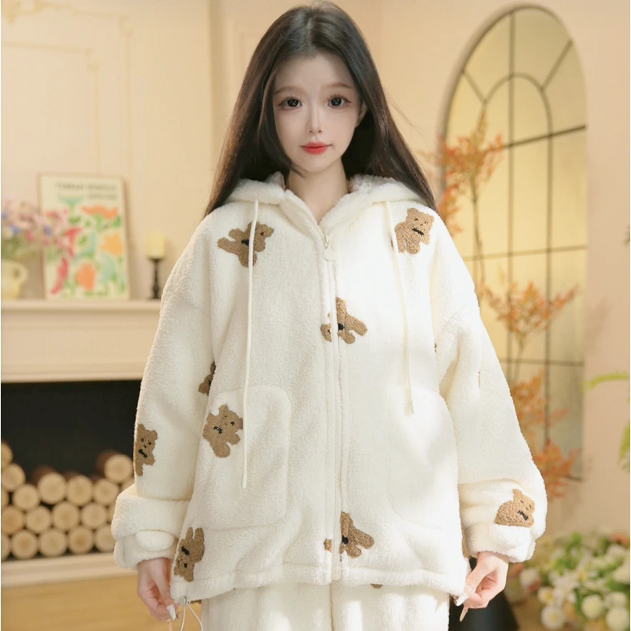 P冬季新款厚款长袖家居服高颜值柔软长袖睡衣套装