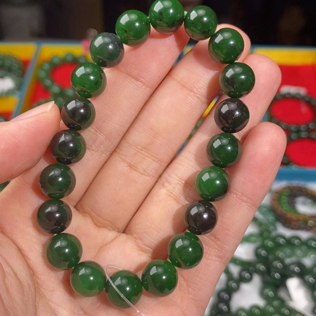 和田玉（碧玉）手链未镶嵌褐红皮