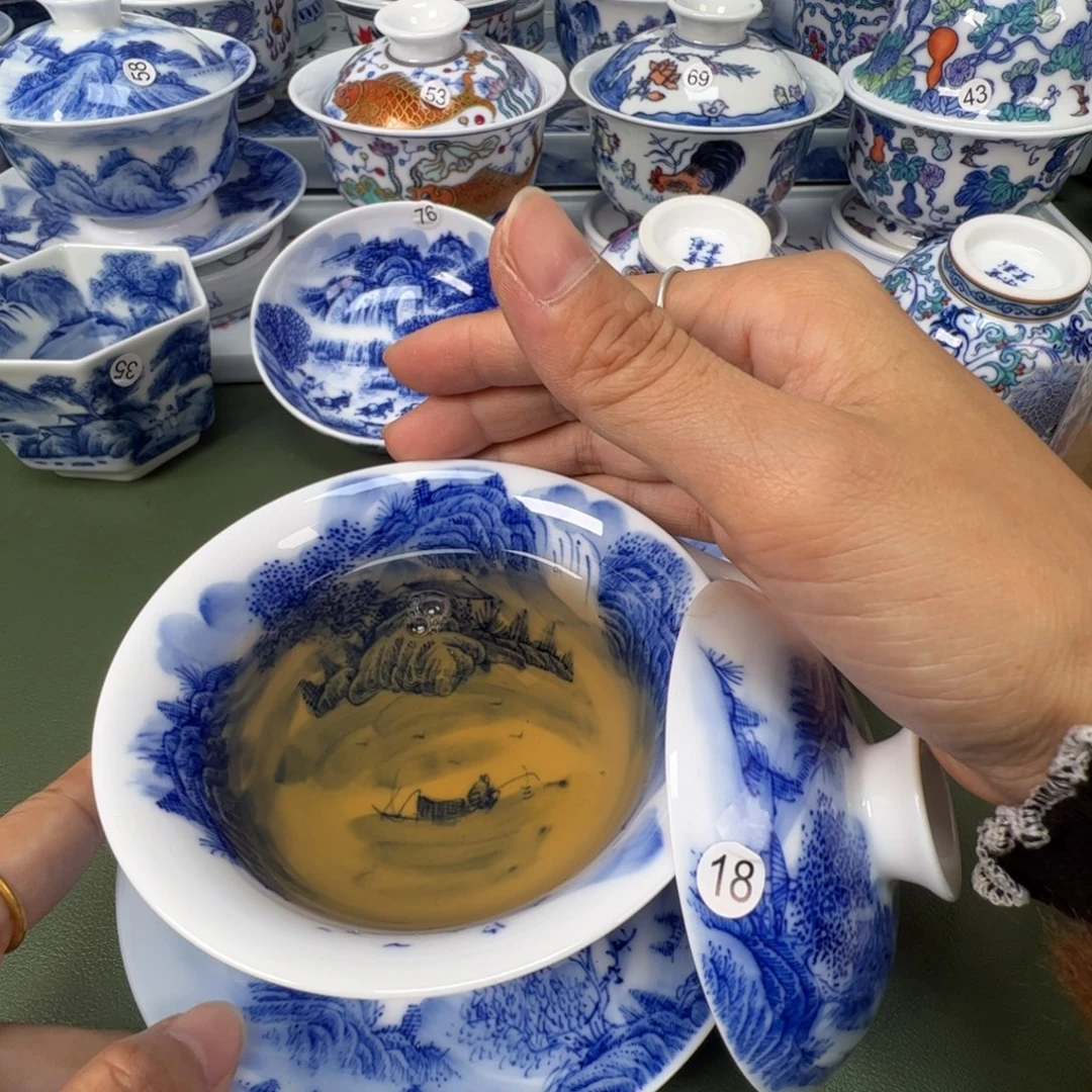 陶瓷景德镇纯手工纯手绘茶具木木18