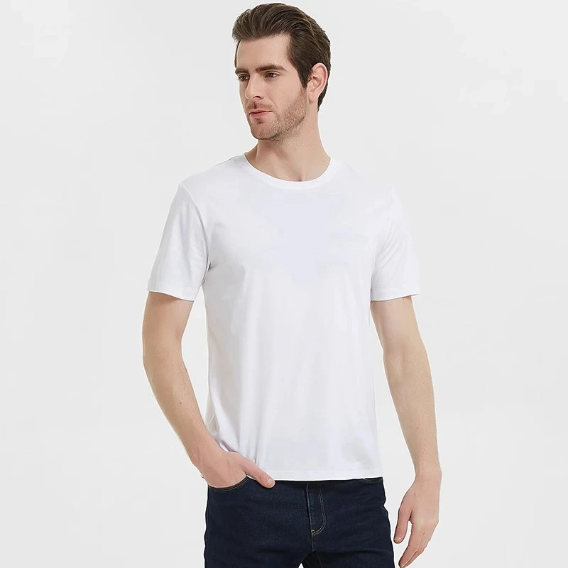 短袖T恤男士2025夏季新款重磅高级感纯棉拼接抗皱硬挺打底衫男装