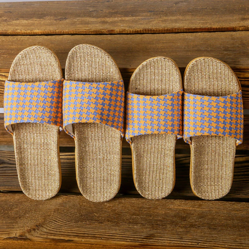 新款情侣亚麻拖鞋女夏季家居木地板厚底舒适家用凉拖鞋男夏天外穿