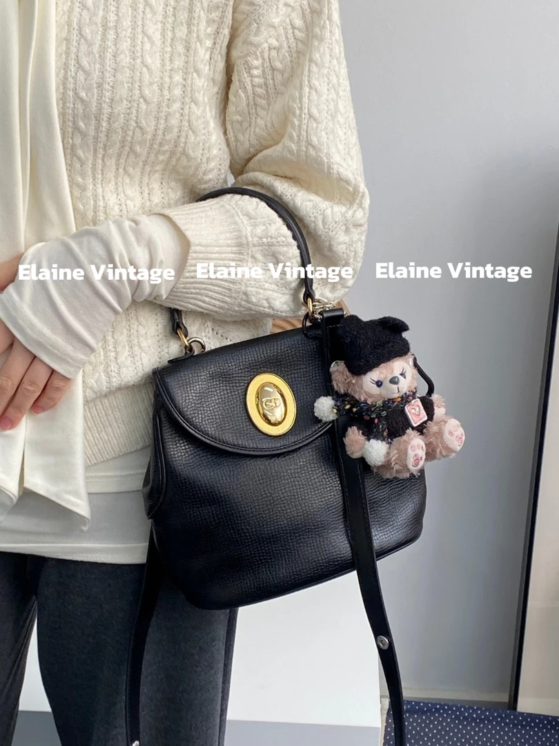 95新 DIOR/迪奥 黑金kelly手提斜挎两用包