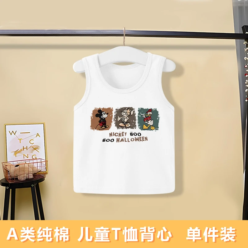 2025年夏季新款儿童纯棉无袖卡通背心童装男女童百搭打底薄款上衣