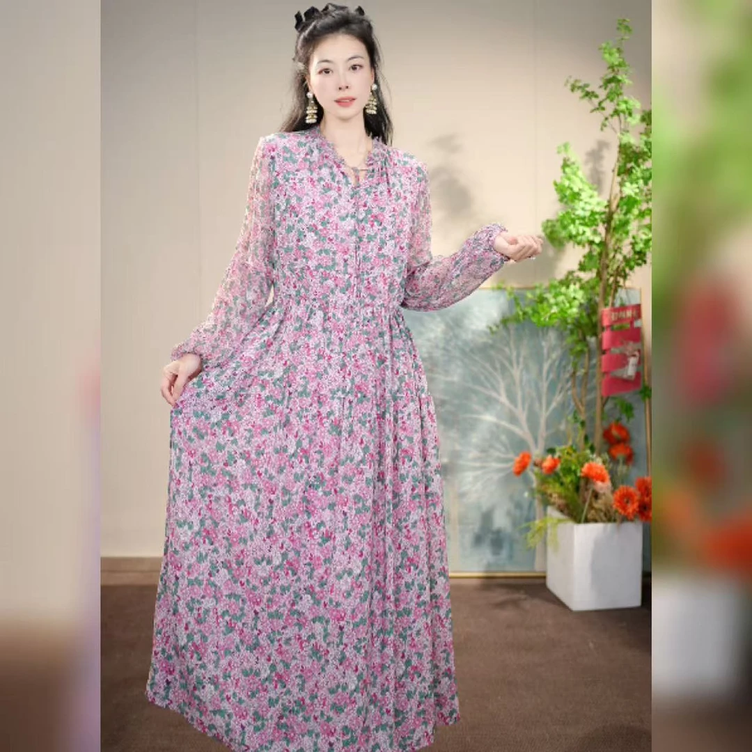 【多米拉】03124-1桑蚕丝连衣裙高贵气质时尚优雅女装连衣裙