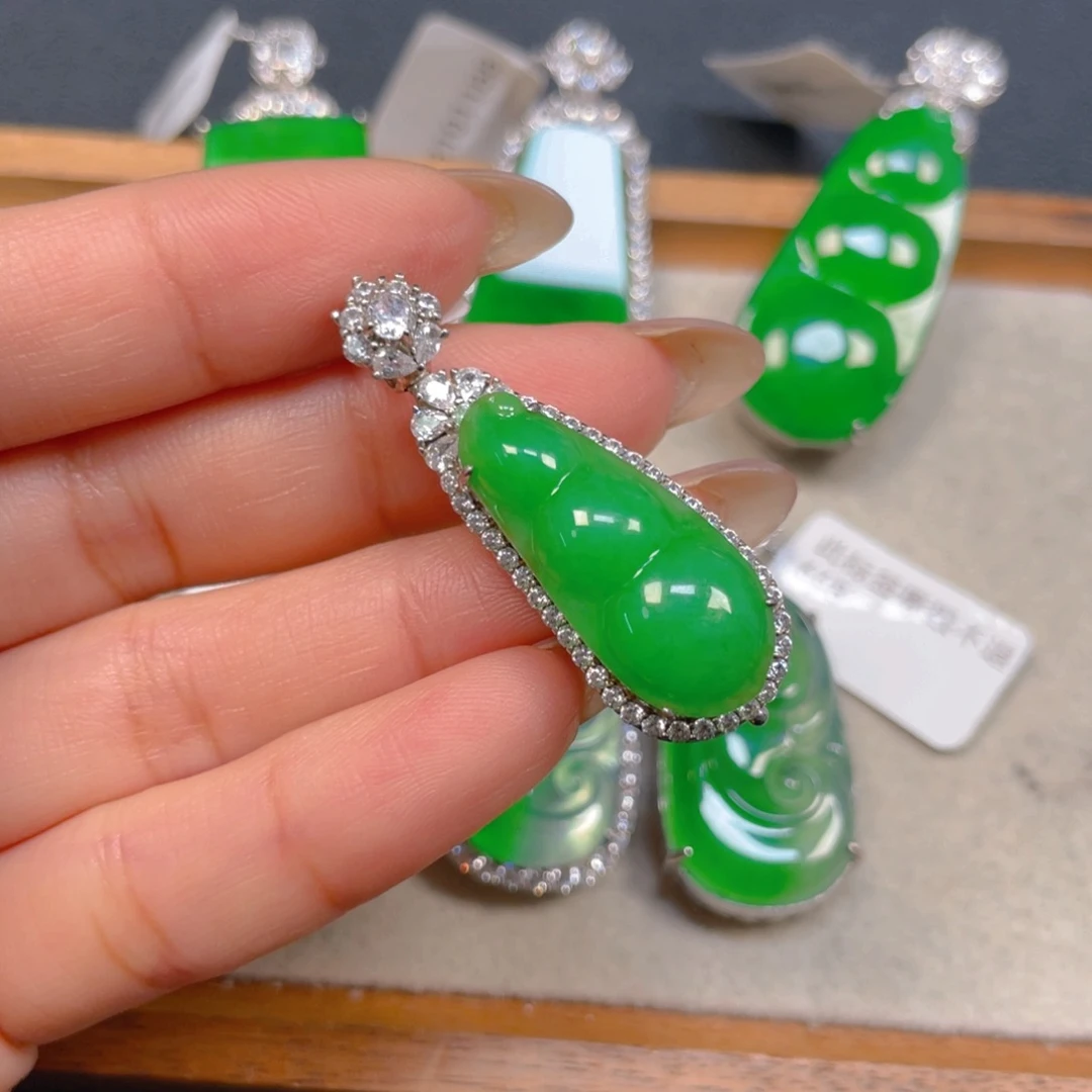 翡翠银S925镶嵌挂件