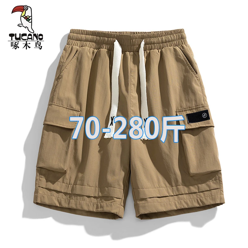 啄木鸟夏季工装短裤男加肥加大码薄款五分裤宽松百搭休闲运动裤潮