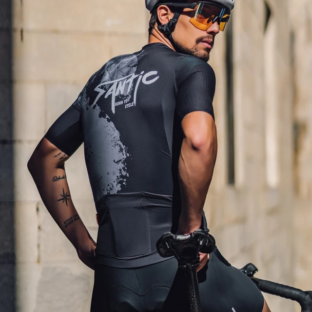 Santic森地客 春夏骑行服短袖男 自行车公路车透气骑行服上衣君临
