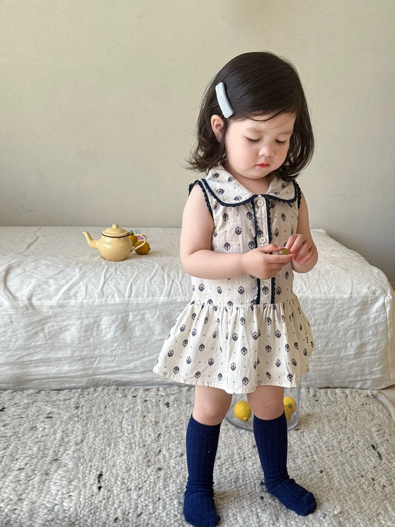 【乐恩童装】女童夏季碎花背心韩版透气公主连衣裙