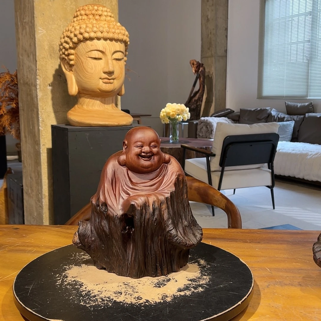 马***功木纯手工实木摆件