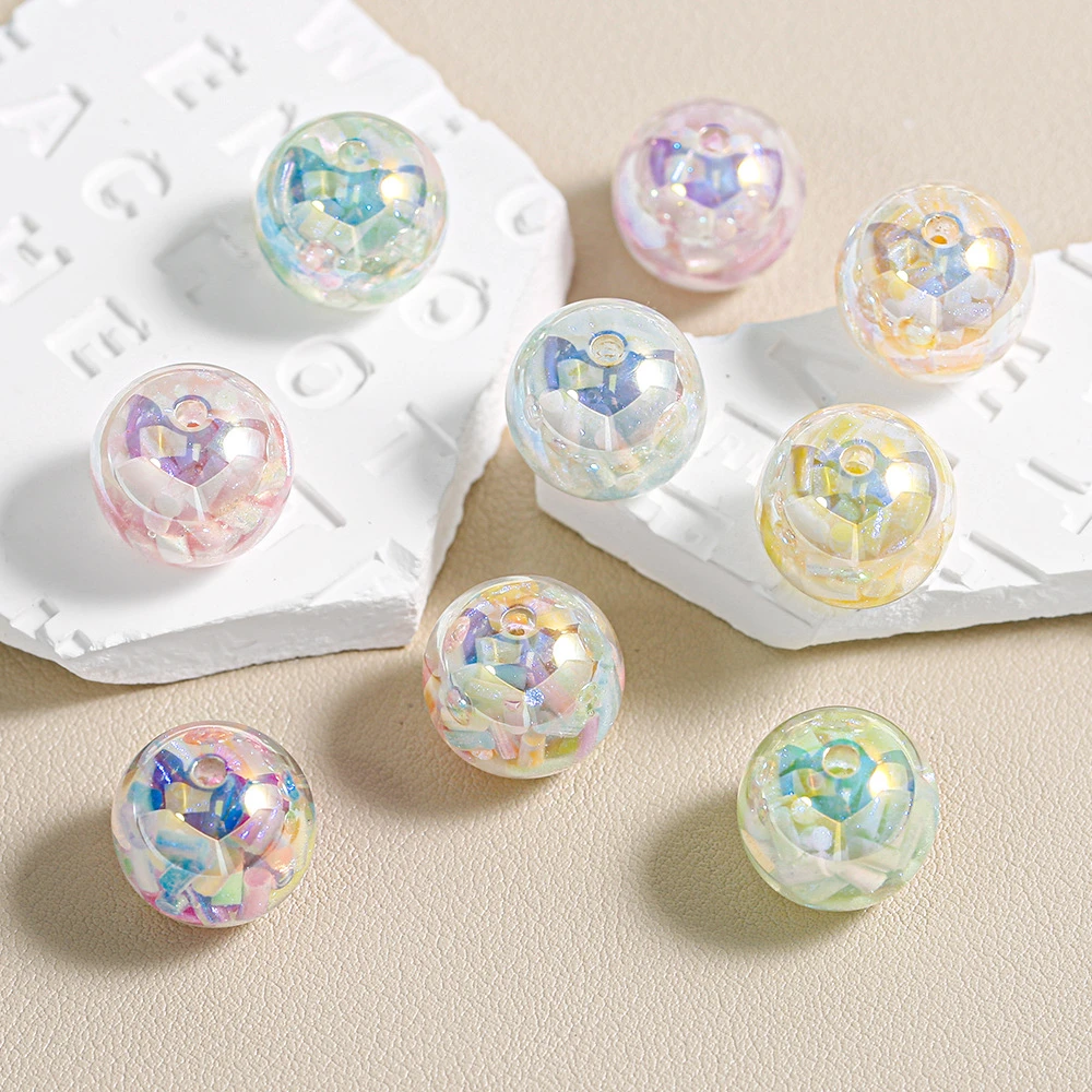 【海蒂加】虹韵珠圆形k10/k12/k16树脂散珠镀彩DIY手工配件