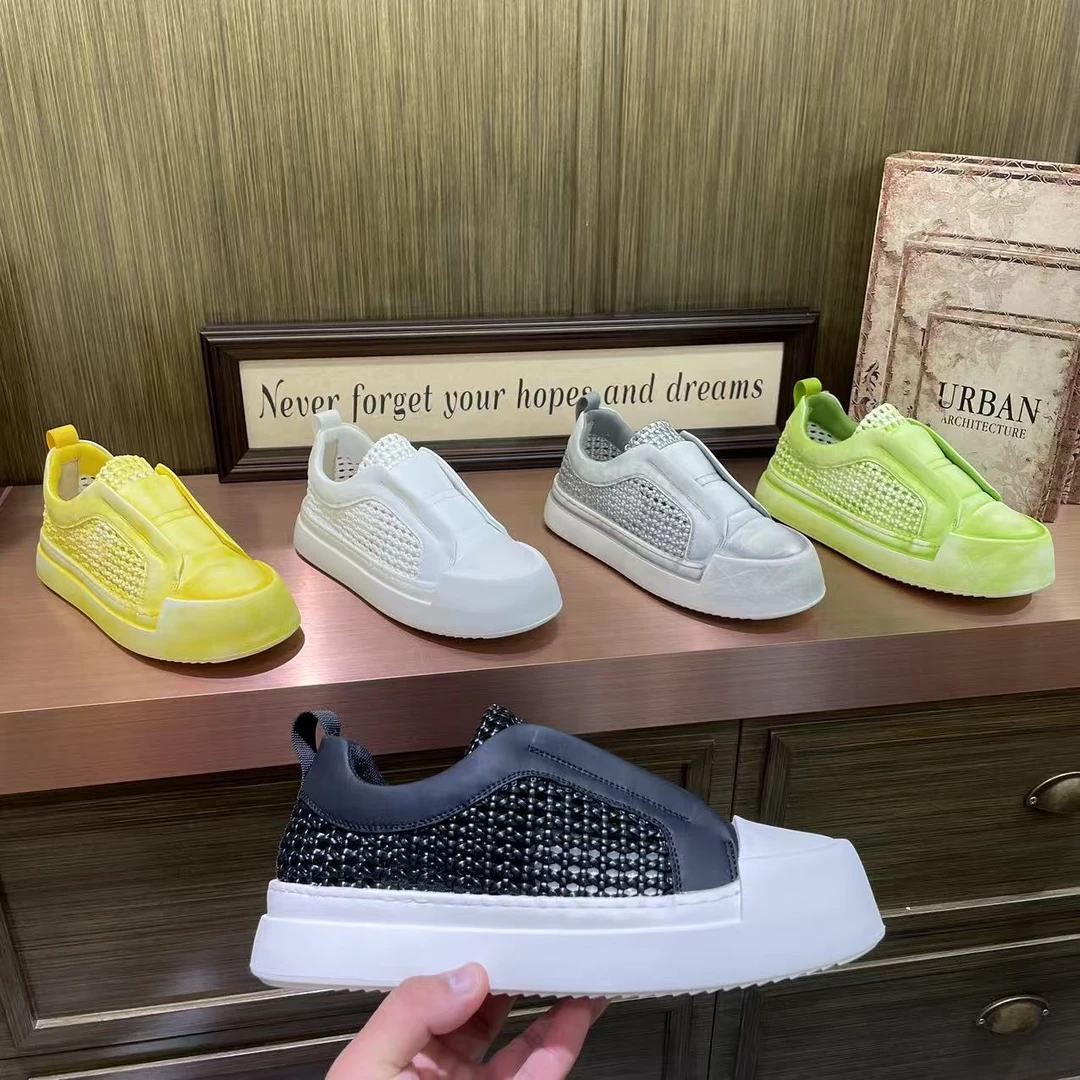 编织中跟运动鞋轻质时尚休闲鞋单鞋耐磨夏季厚底透气