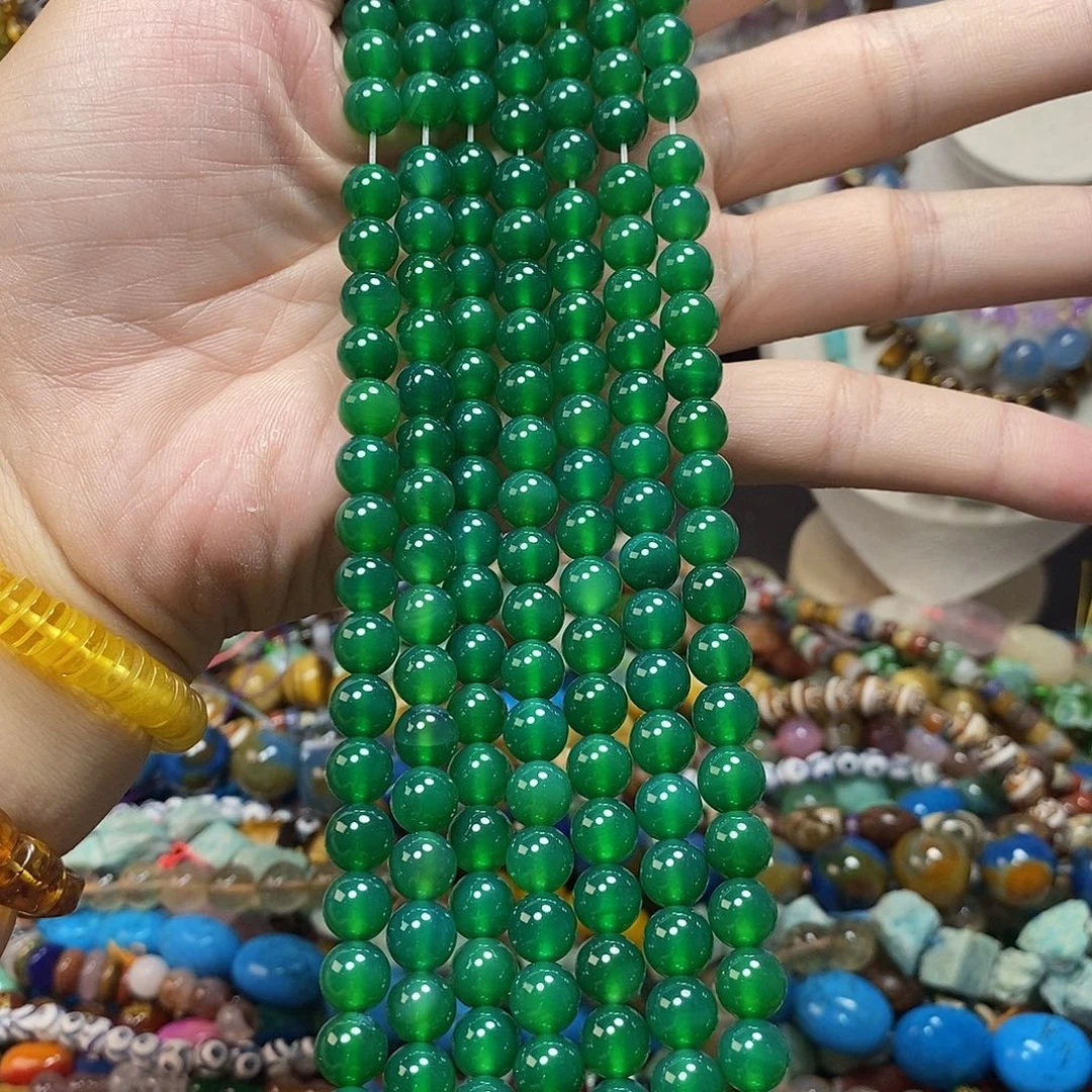 石英质玉未镶嵌，精品绿玛瑙8mm，