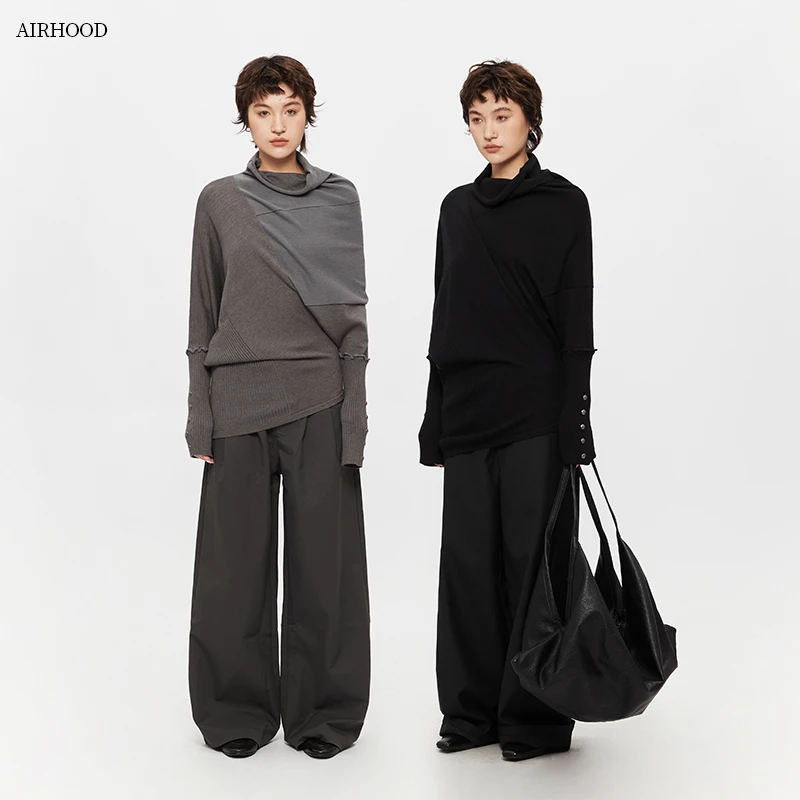 AIRHOOD 欧美风不规则韩版宽松慵懒风针织衫女毛衣上衣辣妹N5307