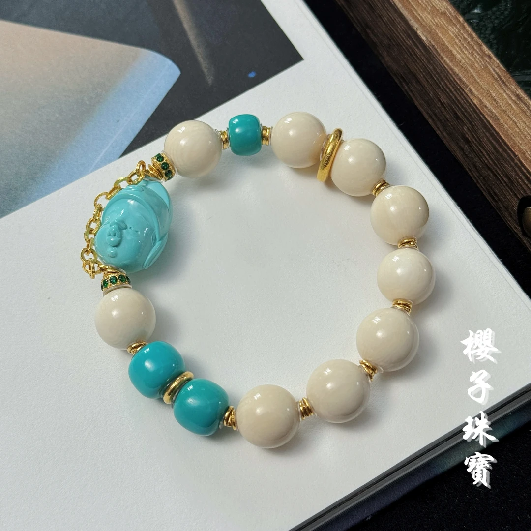樱子 | 溪月 18K原矿老形嘟嘟松松12m猛犸时尚百搭手串*YZMM2259