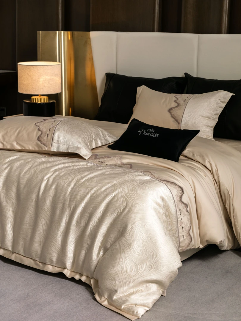 七夕专属-工艺款高精高定刺绣纯棉四件套-罗马恋曲/香槟