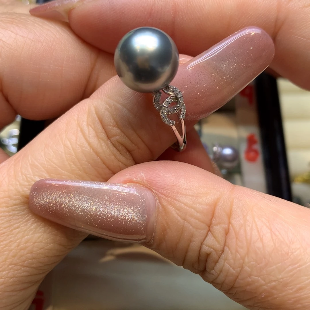 银S925镶嵌戒指海水珍珠