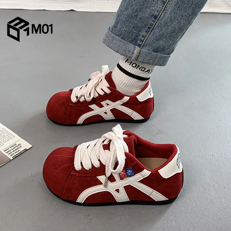 M01内增高德训鞋2025秋季新款厚底休闲贝壳头面包鞋软底运动板鞋