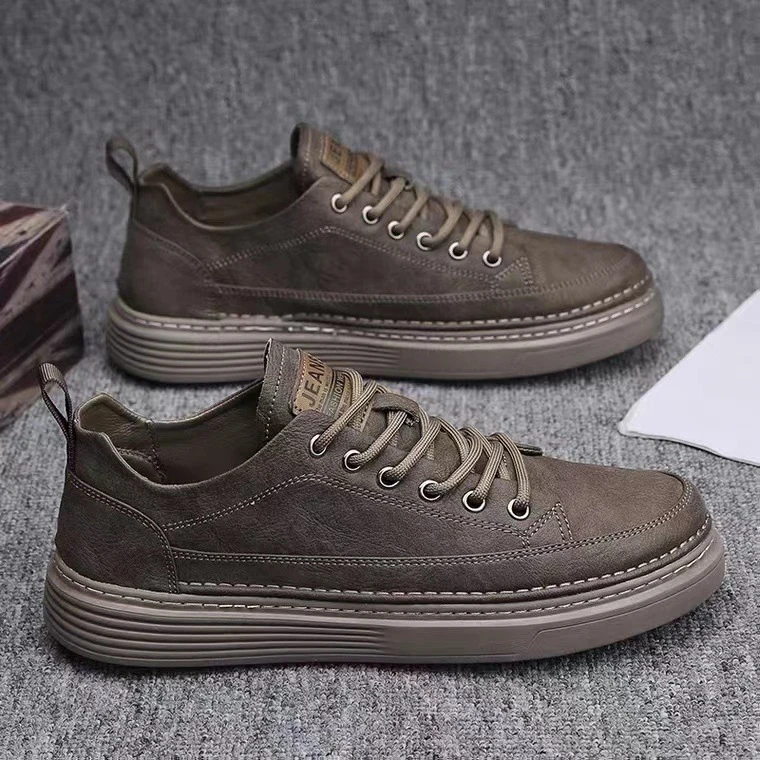 2025新款秋季男士休闲皮鞋男款潮流百搭男鞋复古工装鞋工作板鞋商