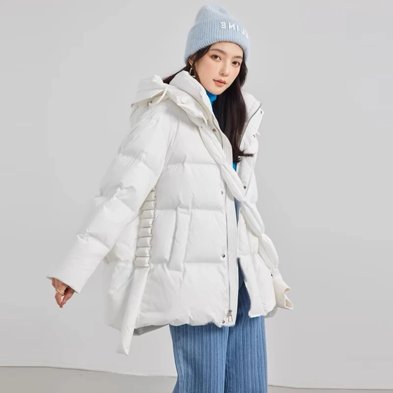 90鸭绒连帽羽绒服户外工装百搭女款外套 2351