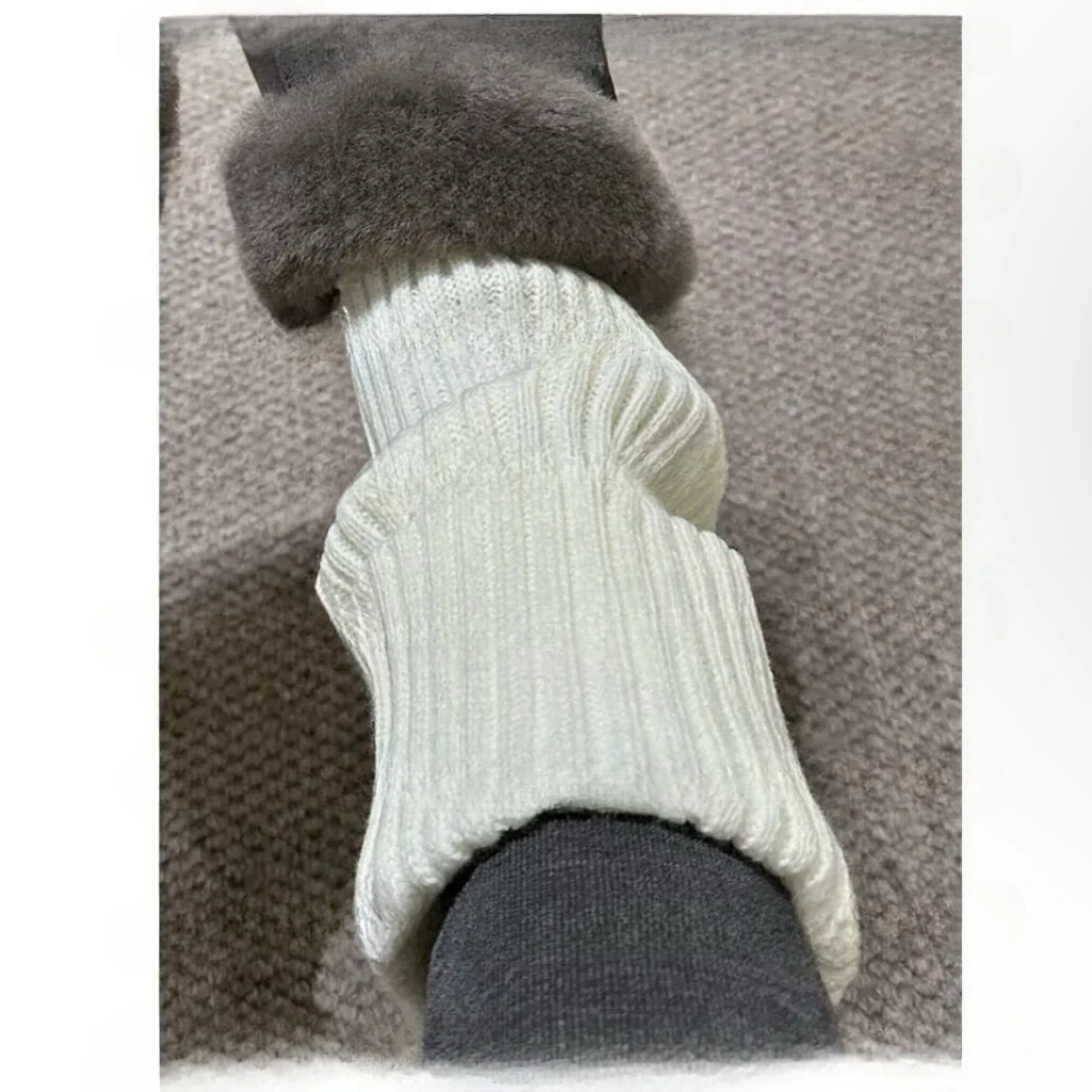 加厚粗针质感袜套极简风保暖纯色冬季学院风轻职风森系质显瘦