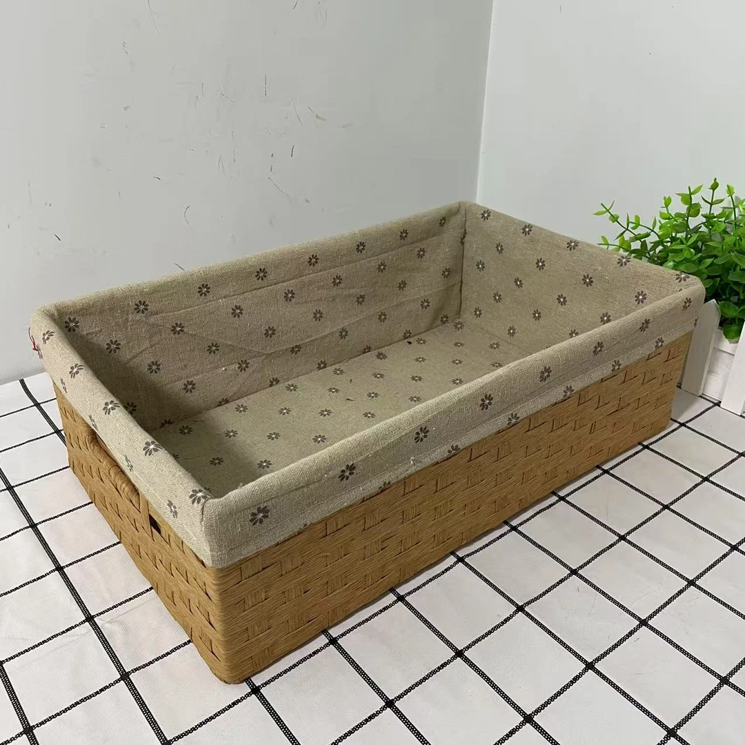 569微瑕款长40宽25高12手工编织收纳筐桌面杂物橱柜收纳筐