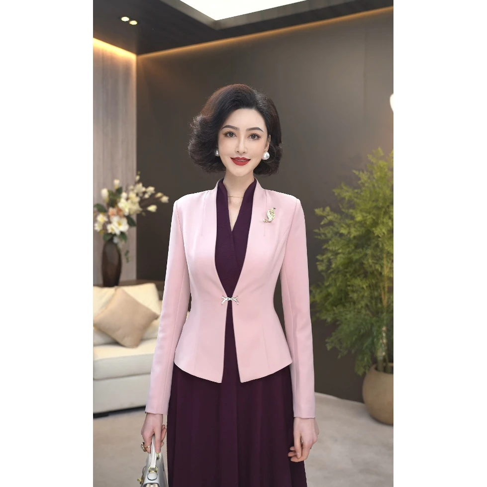 2025春新款进口精仿斜纹TR高贵优雅高时尚西装外套短款上衣WF2115