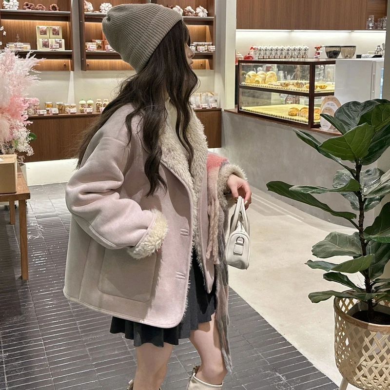2024秋冬新款毛毛外套女双面穿毛绒外套韩版时尚加厚气质