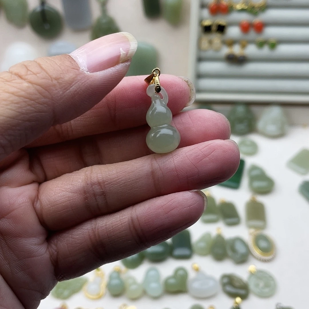 和田玉银S925镶嵌吊坠(不含链)