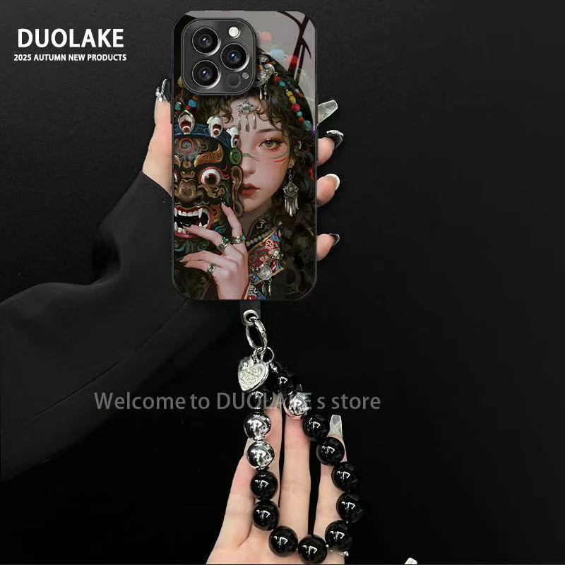 适用于苹果/oppo/华为/vivo/小米扎基拉姆电镀玻璃手链防摔手机壳