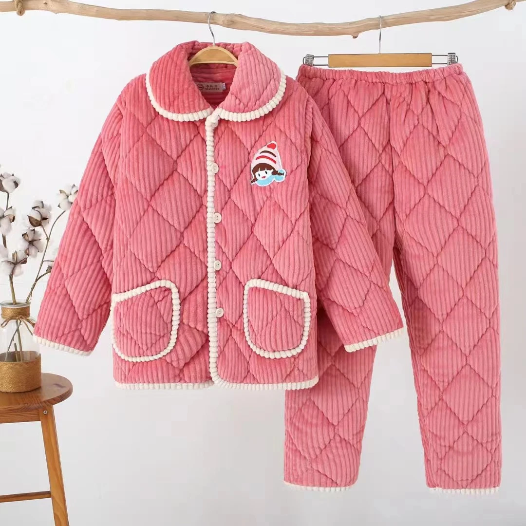 老年装睡衣舒适软面加厚保暖秋冬加绒