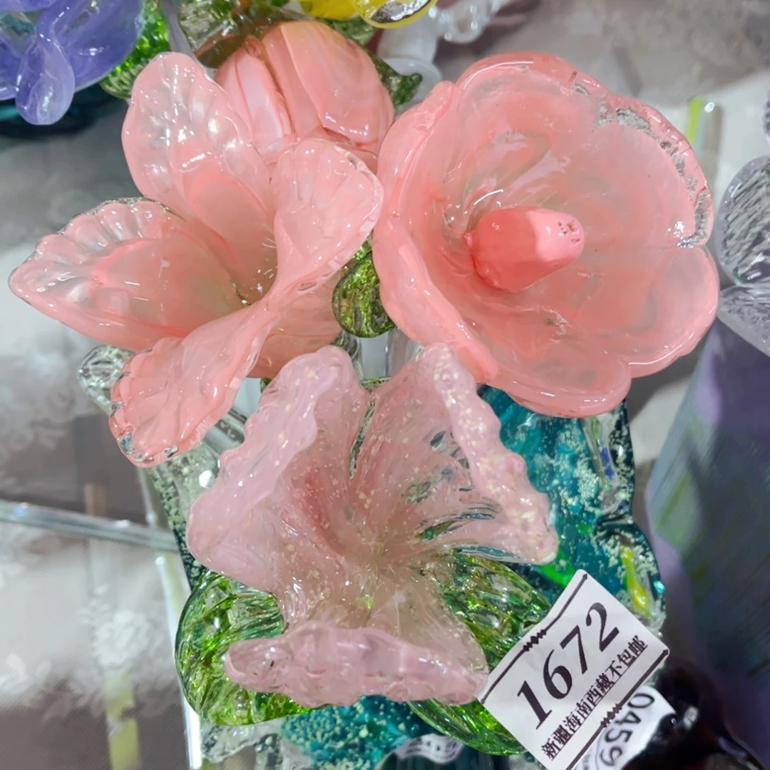 琉璃3支花花瓶摆件