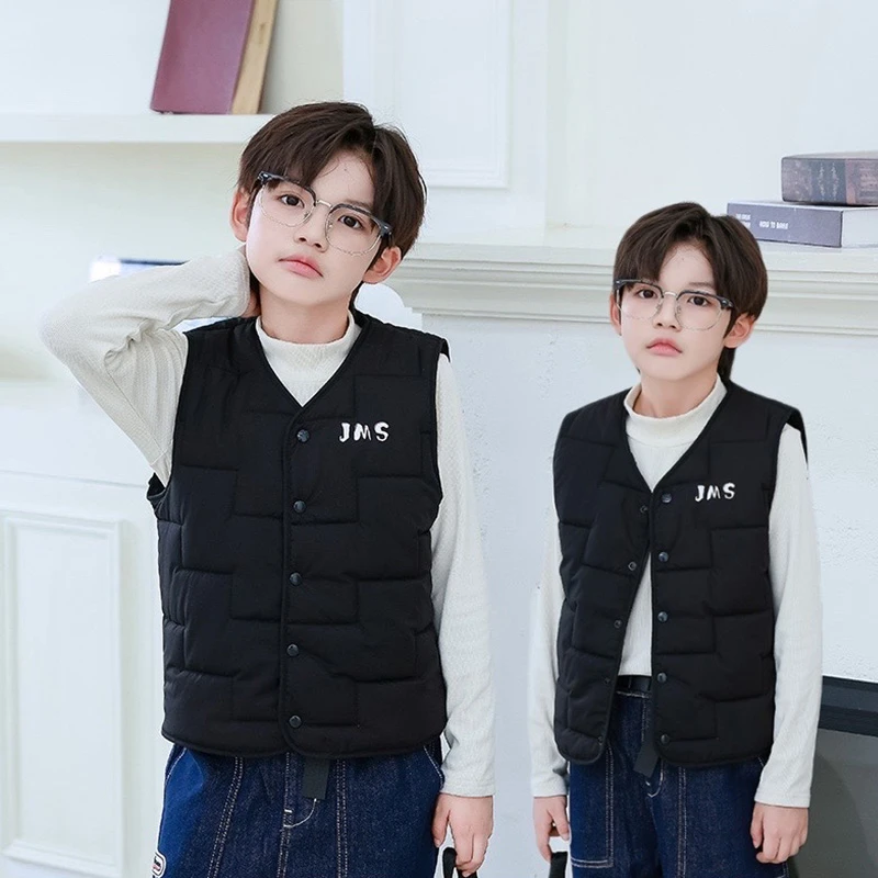 儿童加绒加厚棉马甲2025中大童男女学生校服神器内外穿保暖背心潮