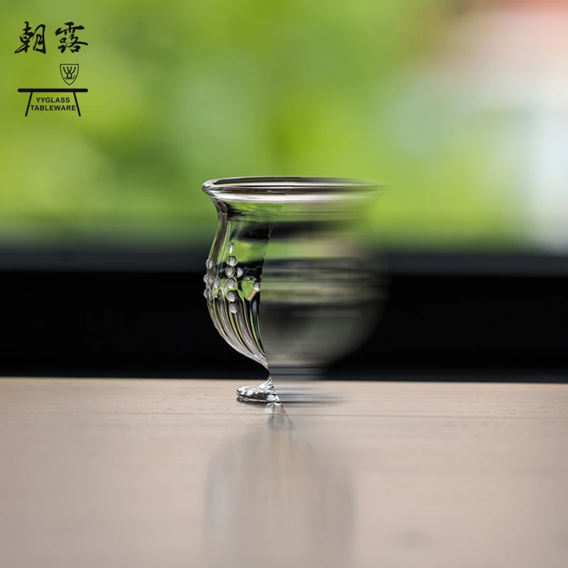 yyglass 雅雅朝露系列高硼硅耐热玻璃茶具灯工工艺手工吹制玲珑杯