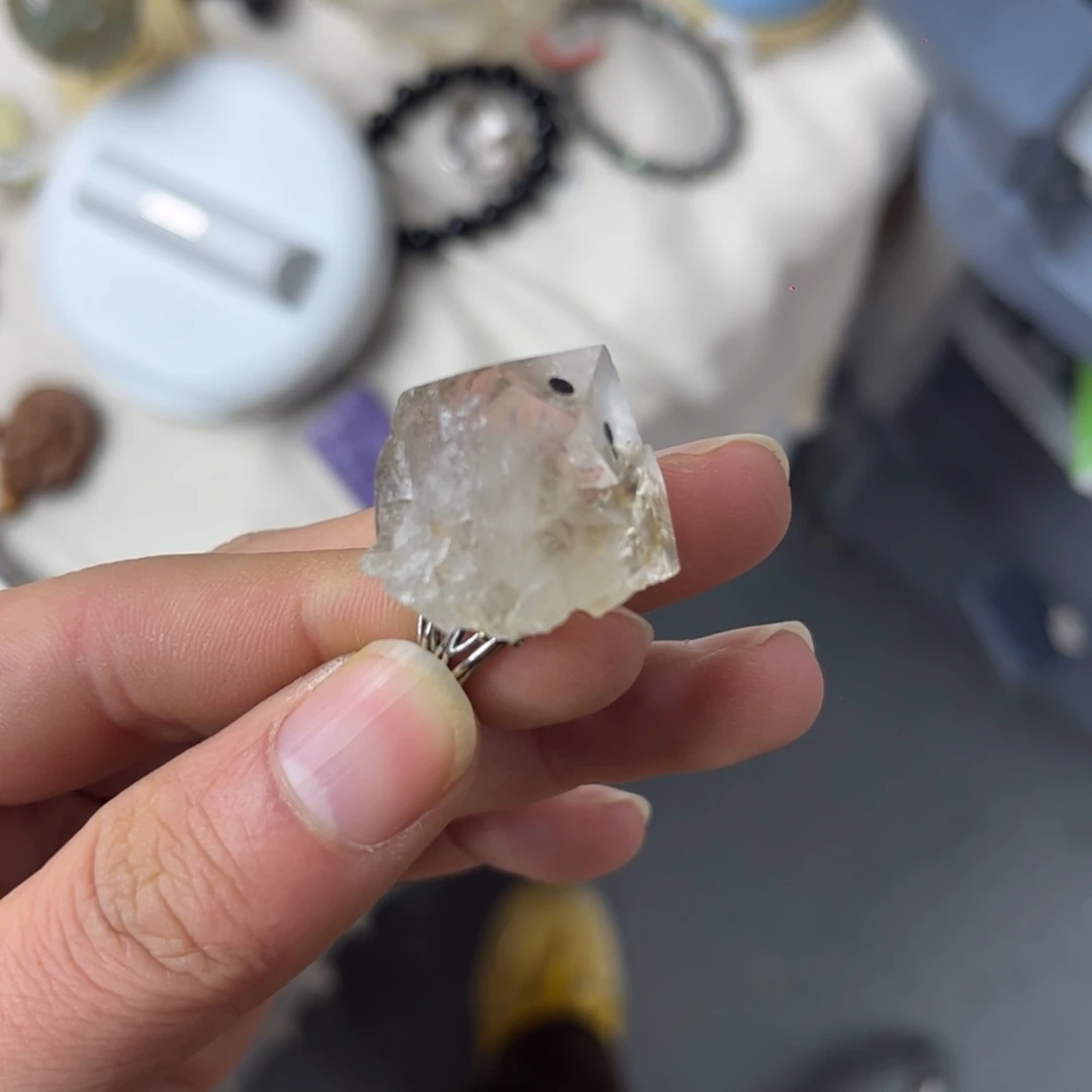 水晶天然未镶嵌原石戒指