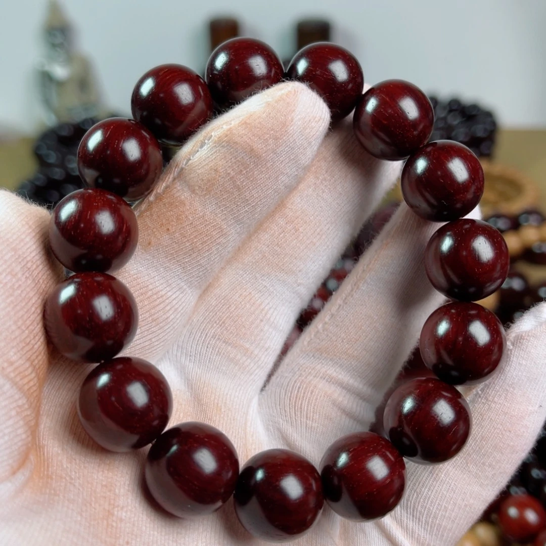 小叶紫檀手串/手链1.5高油润鱼鳞金星材质细腻