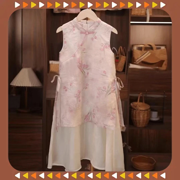 女童国风连衣裙夏季2025新款儿童中式裙子夏装女孩碎花旗袍裙洋气