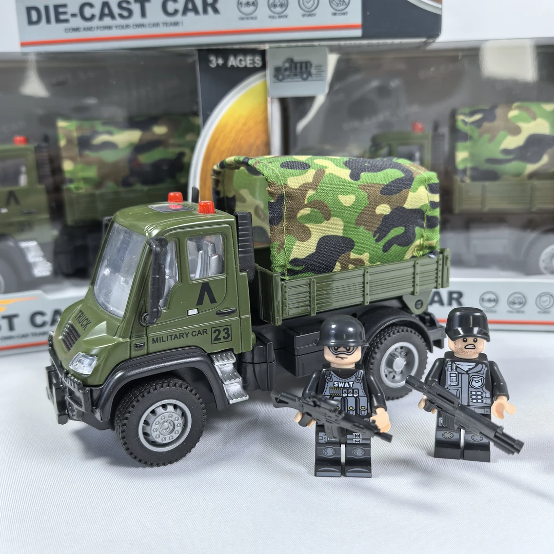 合金声光德式运输车仿真回力滑行车男孩儿童耐摔汽车玩具模型摆件